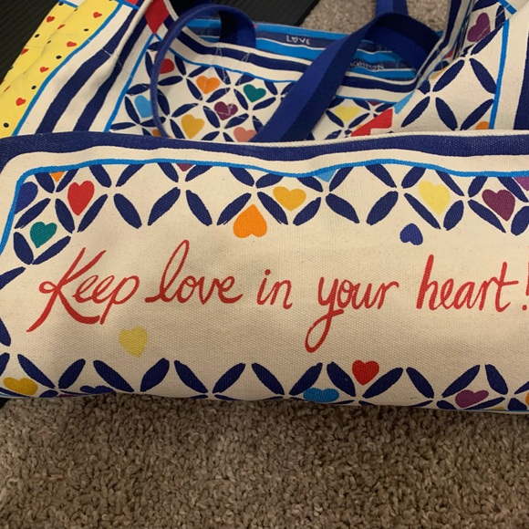 Brighton Blue and Red Heart Tote - Picture 5 of 5